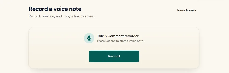 Talk & Comment web recorder with the Record button